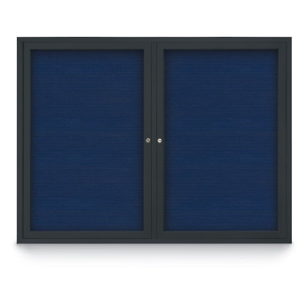 48"x36" 2-Door Enclosed Outdoor Letterboard, Blue Felt/Black